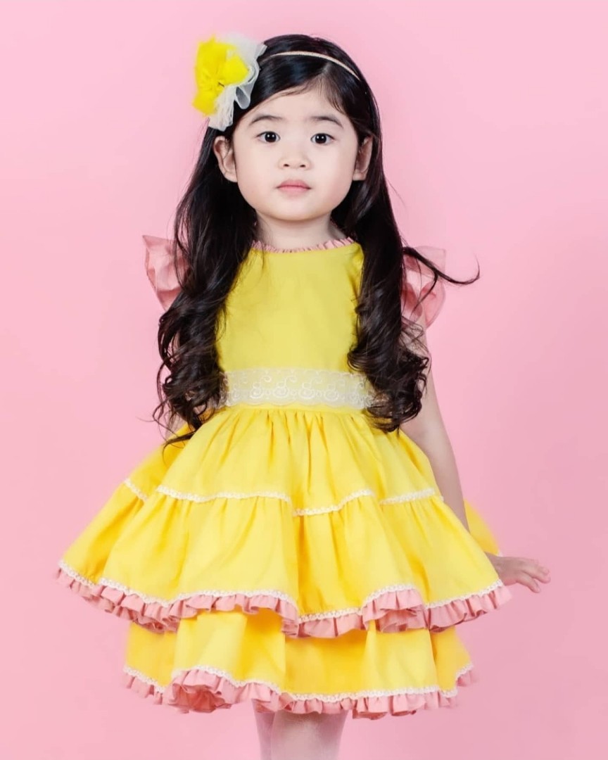 pink and yellow dress