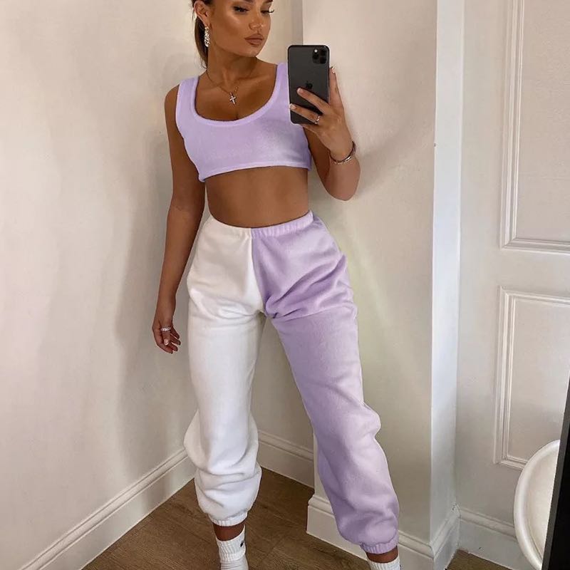 split colour joggers