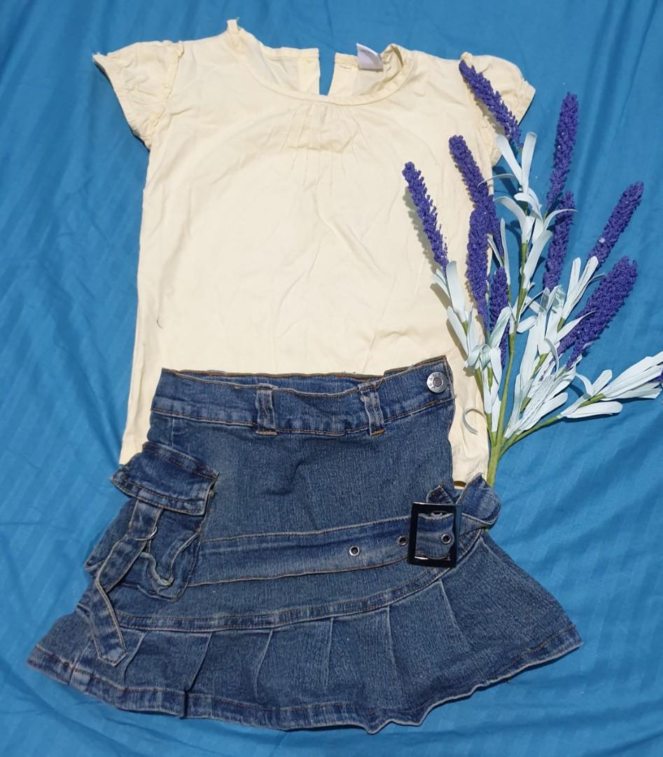 light yellow denim skirt