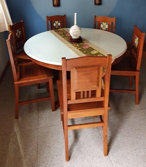 Garage Sales Teakwood Dining Table With Marble Top Set Furniture Tables Chairs On Carousell