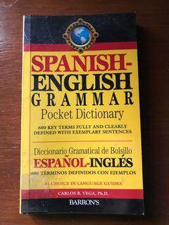 Spanish English Grammar Pocket Dictionary by Carlos Vega