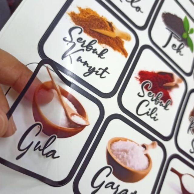 Sticker Label Dapur/Kitchen/Rempah Ratus Murah Kalis Air Transparent Canister/Jar/Bottle
