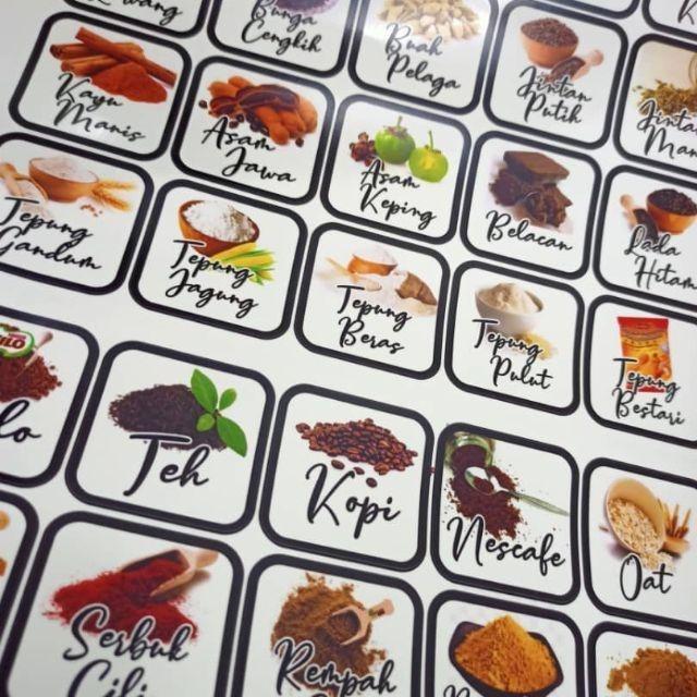 Sticker Label Dapur/Kitchen/Rempah Ratus Murah Kalis Air Transparent Canister/Jar/Bottle