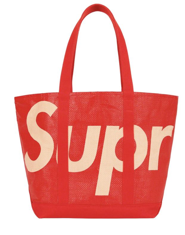 Supreme woven raffia tote bag, 名牌, 手袋及銀包- Carousell