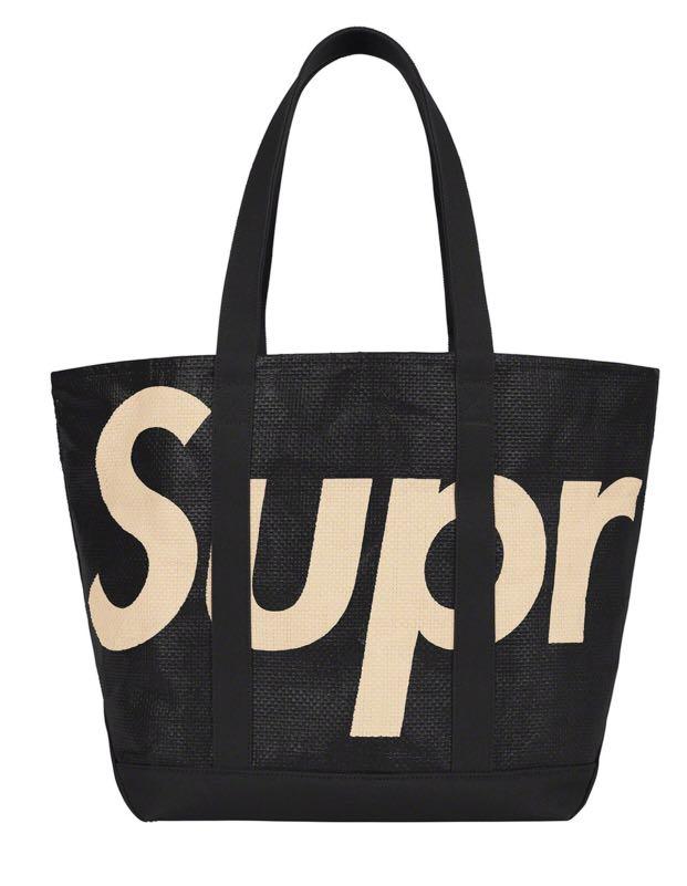 Supreme woven raffia tote bag, 名牌, 手袋及銀包- Carousell