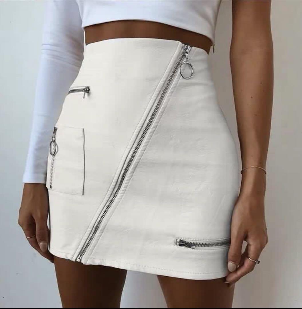 White leather skirt cheap