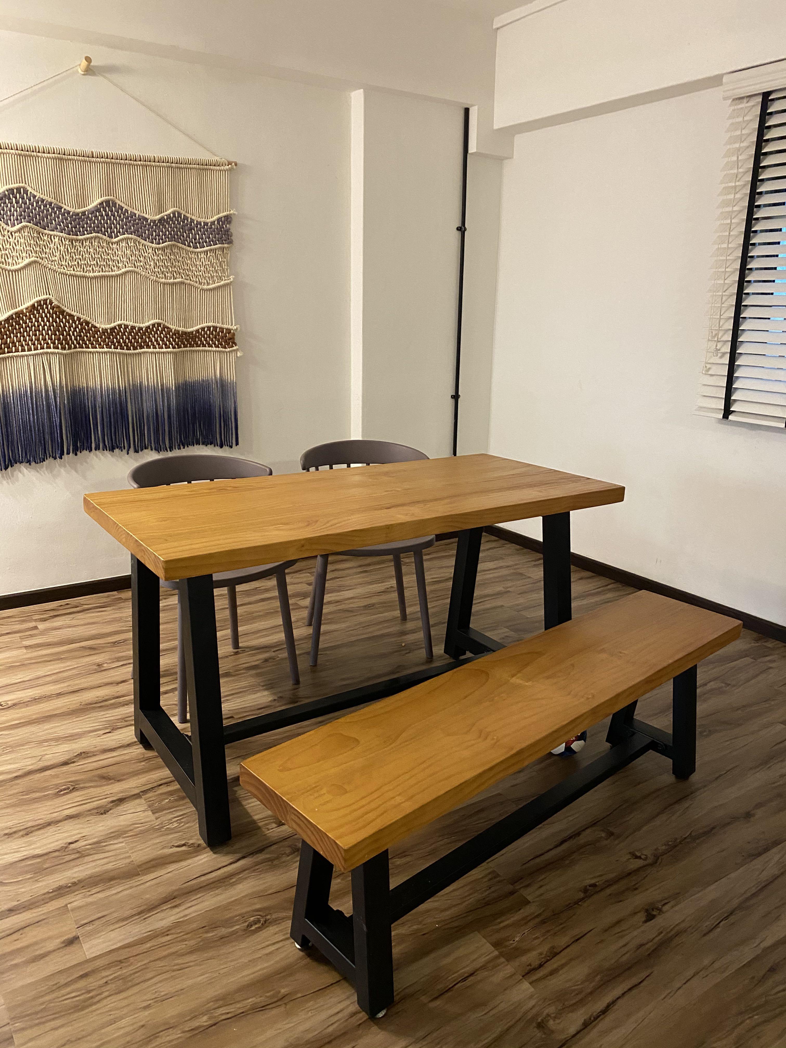 Wooden Scandinavian Dining Table With Bench And Chairs Furniture Tables Chairs On Carousell