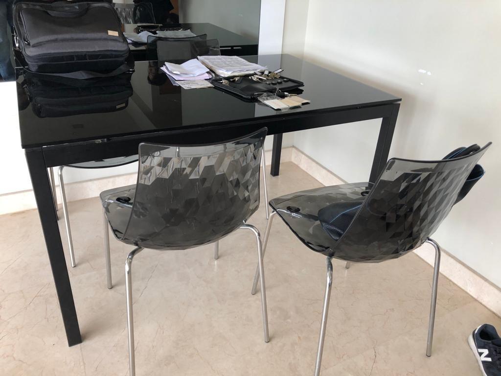 Black Tempered Glass Dining Table Fm Xzqt Furniture Tables Chairs On Carousell