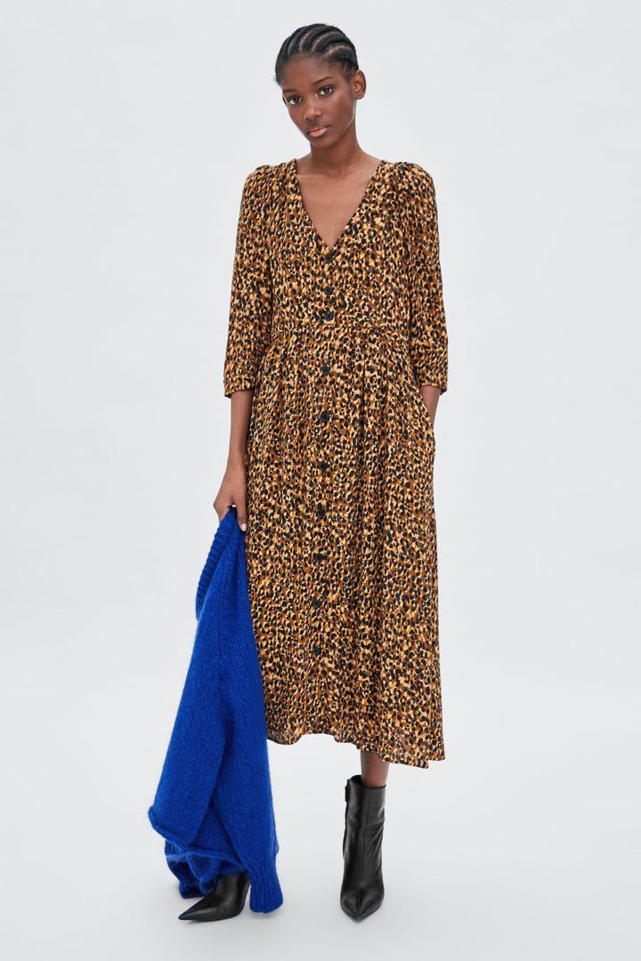 Leopard midi dress zara online