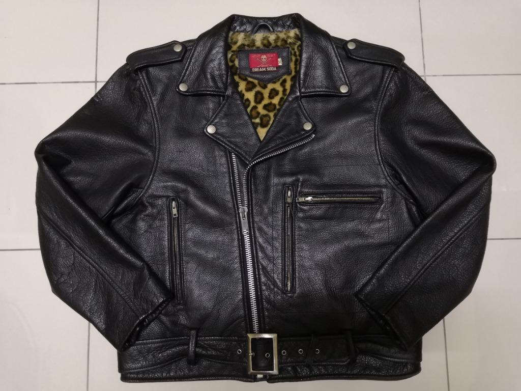 90s Cream Soda Japan Leather rider Jacket, Men's Fashion, Tops