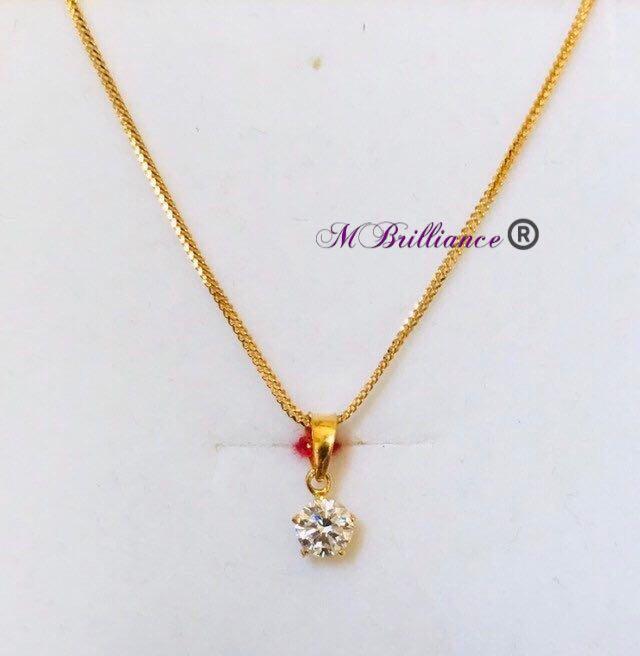 gold single stone pendant