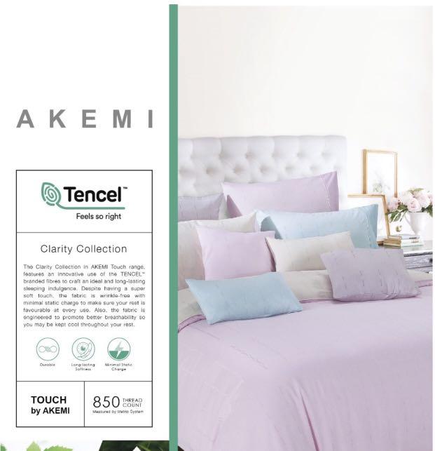 Akemi Tencel Fitted Sheet Set (Pastel Blue), Furniture & Home Living, Bedding & Towels on Carousell