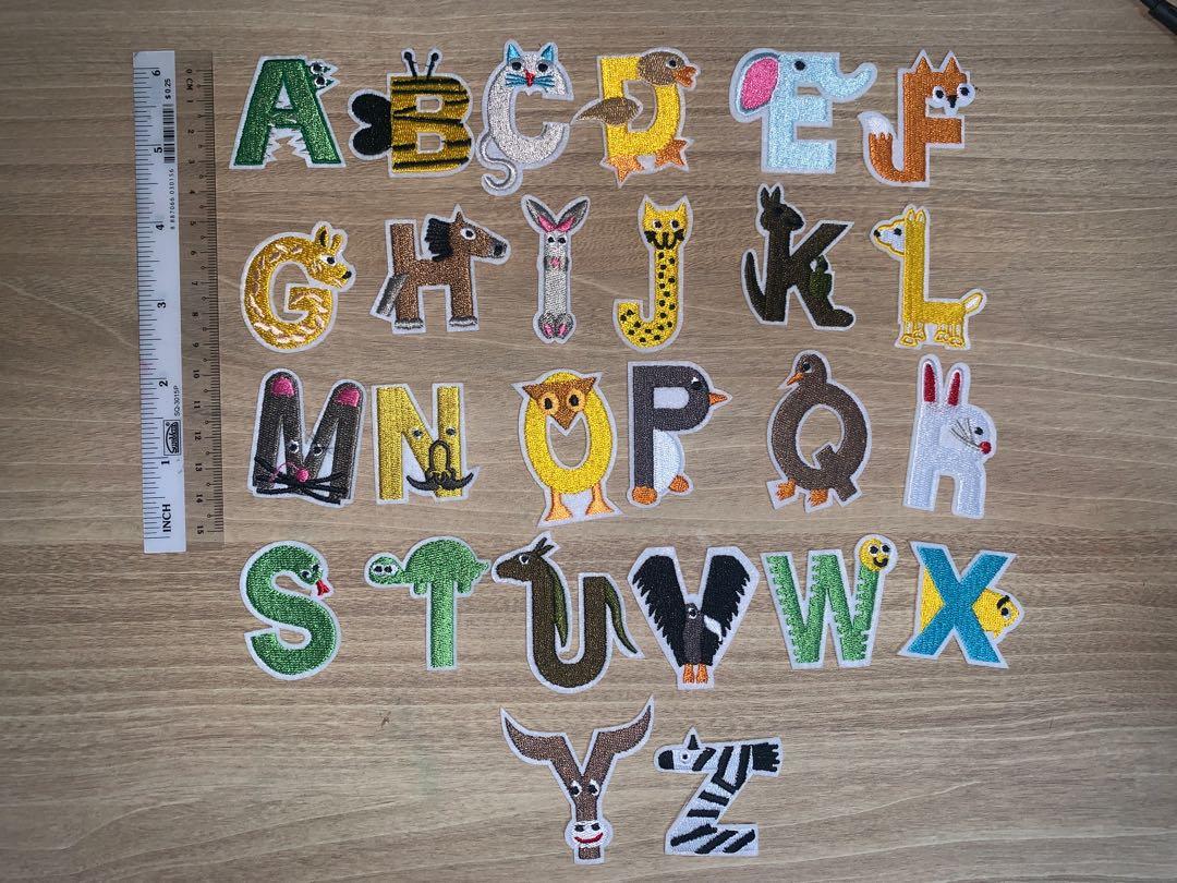 Animal Alphabet Set Iron on Patches, Hobbies & Toys, Stationery & Craft