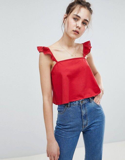 asos red crop top