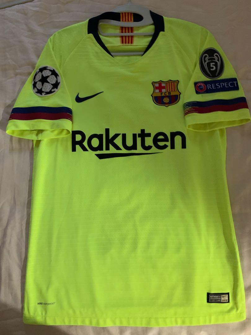 Barcelona 18 19 Away Kit Player Version Vaporknit Small Size Full Champions League Customisation Sports Sports Apparel On Carousell
