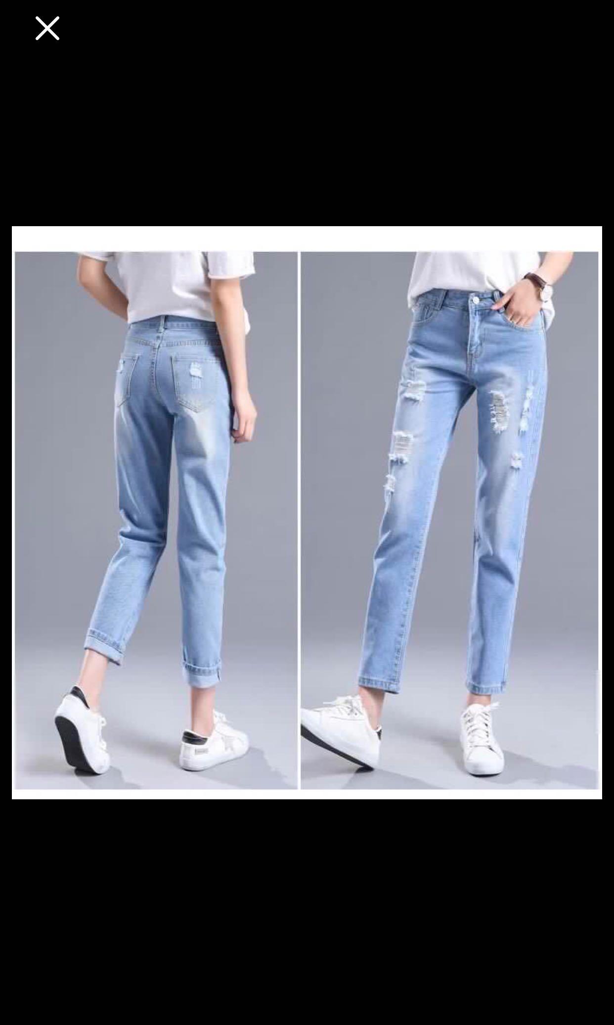 light blue denim ripped jeans womens