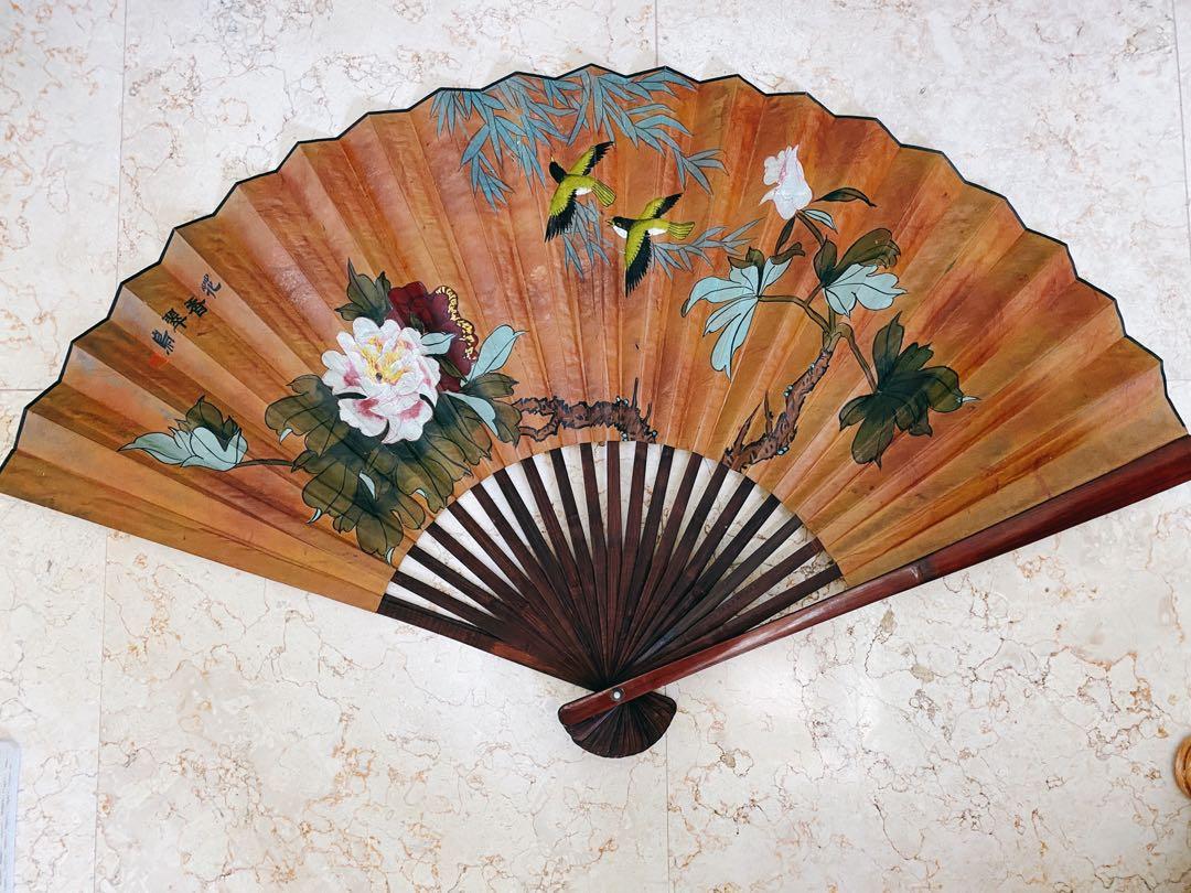 Chinese Fan Wall Decoration Vintage Collectibles Vintage Collectibles On Carousell