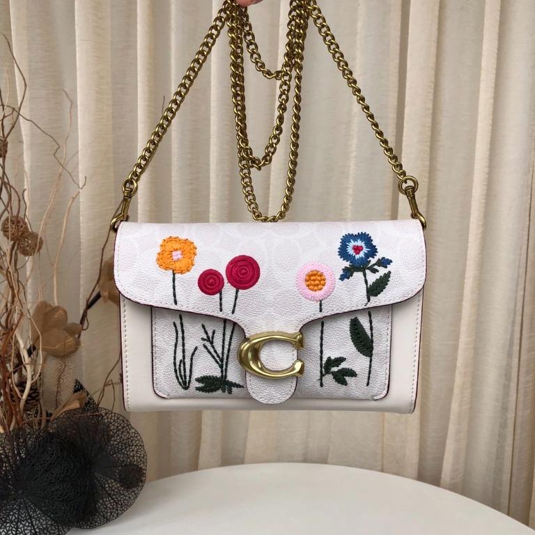 COACH TABBY with beautiful flower embroidered chain bag