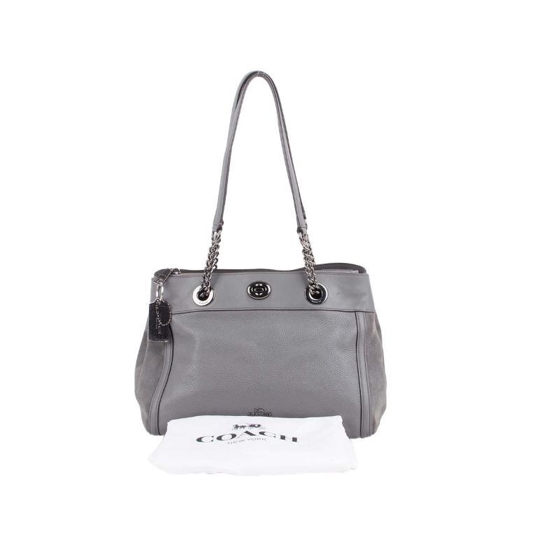 Coach edie turnlock heather grey sales