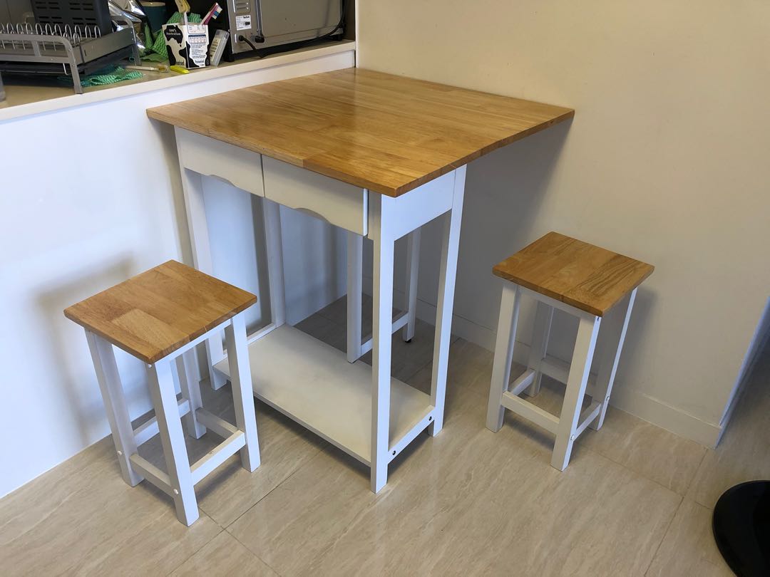 Collapsible Dining Table With 2 Stools Furniture Tables Chairs On Carousell
