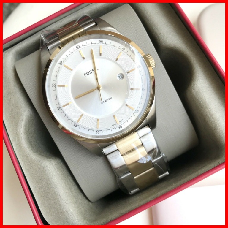 Fossil Mathis 2 Tone Gold Silver Stainless Steel Men Watch