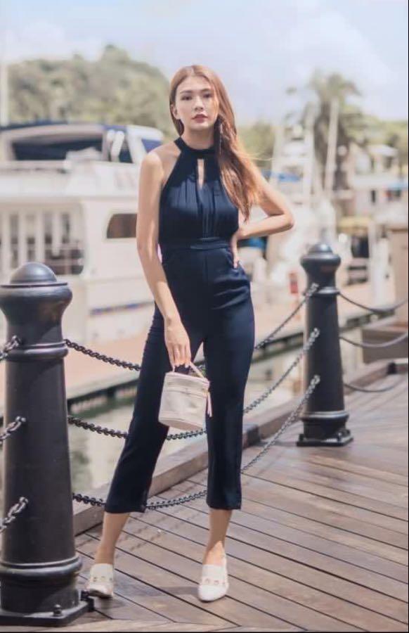 navy halter jumpsuit