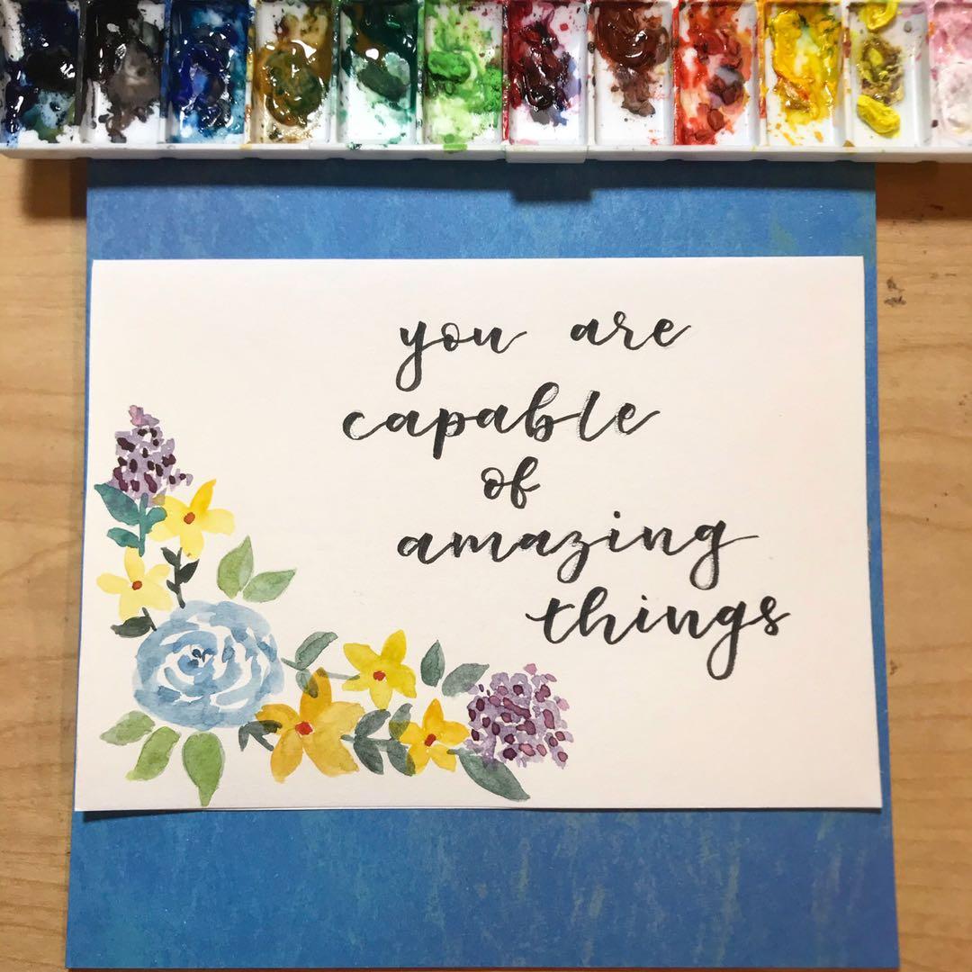 Handmade Watercolour Greeting Card Quote Hobbies Toys Stationary Craft Handmade Craft On Carousell