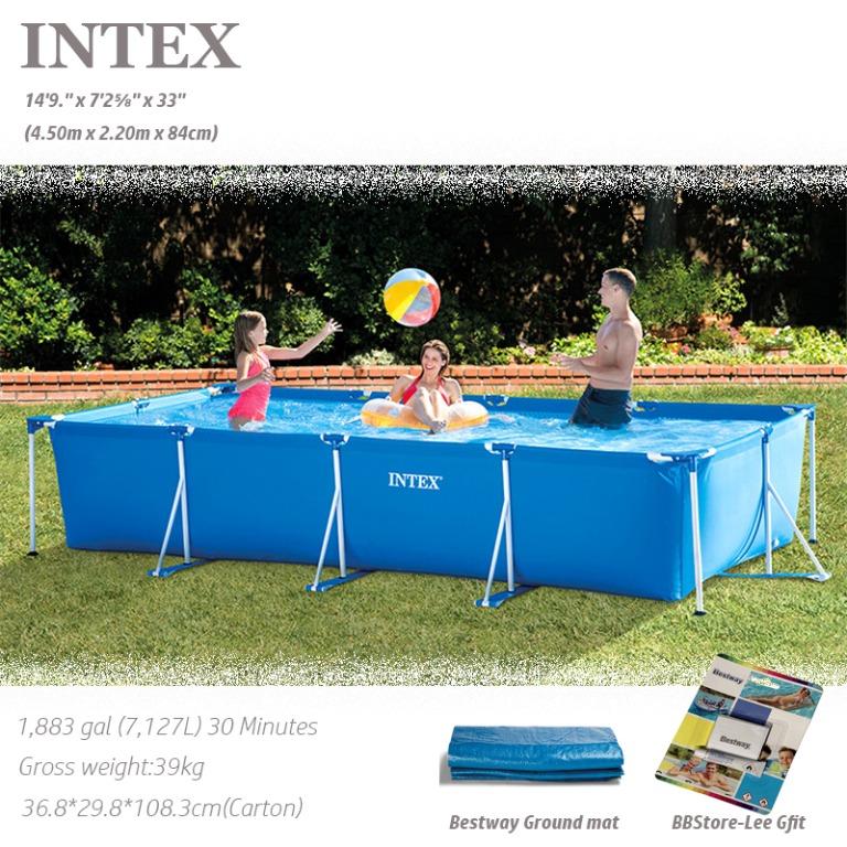 intex rectangular frame pool 4 50m x 2 20m x 84cm 14 9 x 7 2 x 33 sports equipment sports games billiards bowling on carousell