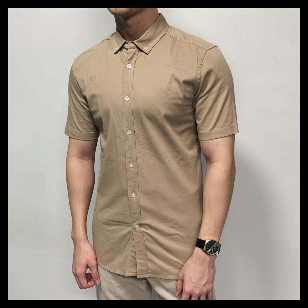 Mens khaki on sale shirt short sleeve