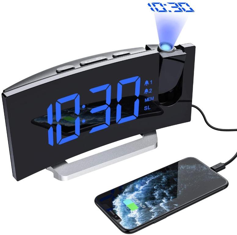 Mpow Projection Alarm Clock Fm Radio Alarm Clock Digital Clock With Usb Phone Charger 5 Large