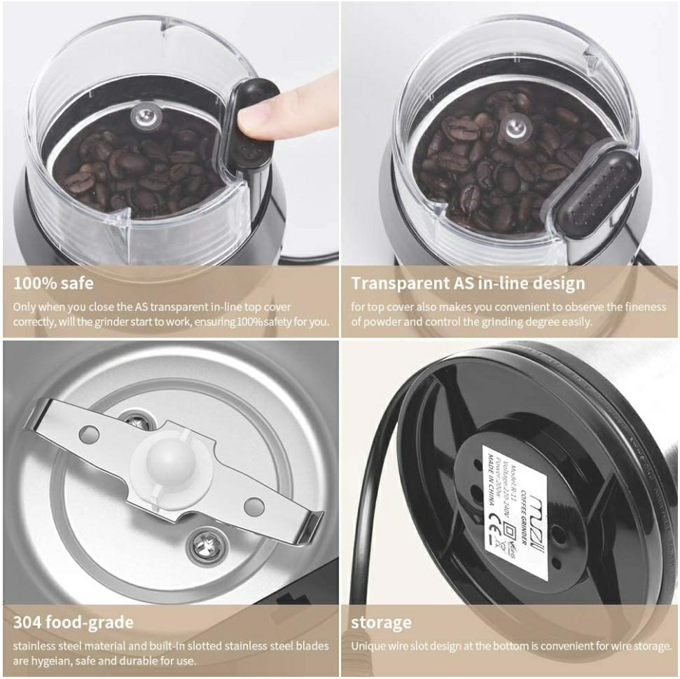 Muzili Electric Coffee Grinder for Coffee Beans Nut & Grain Grinder