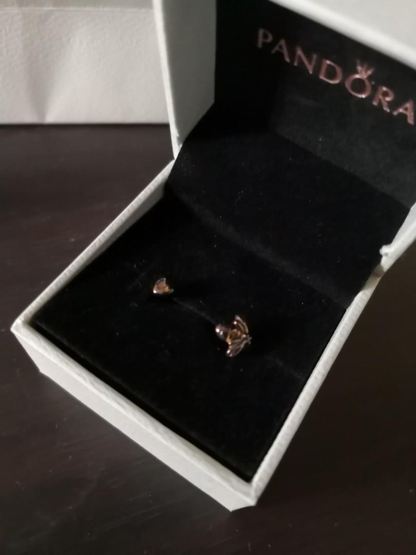 PANDORA SHINE BEE AND HEART EARRINGS 