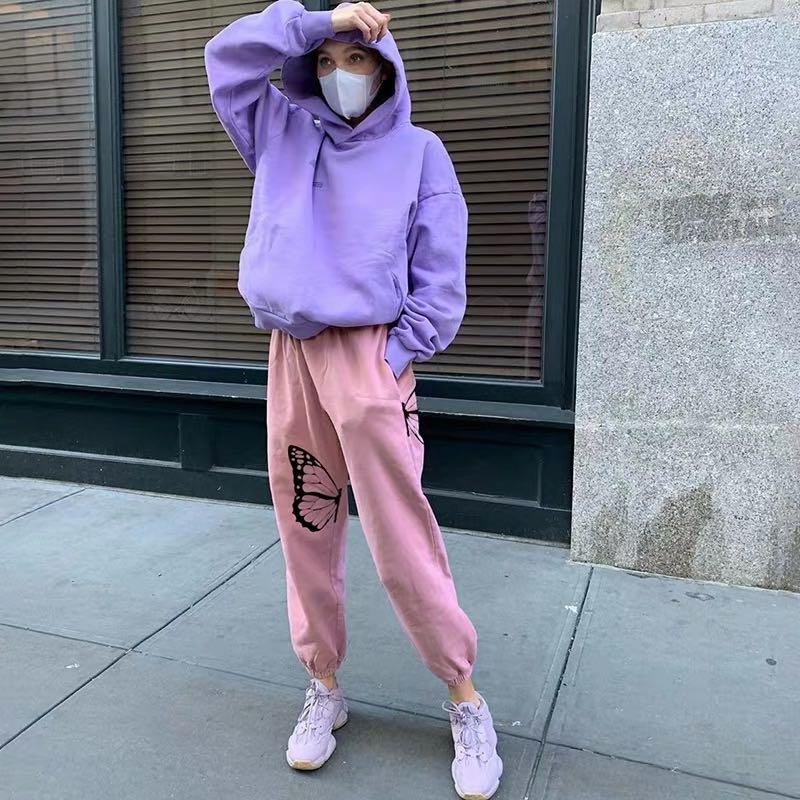 Pink butterfly sweatpants clearance
