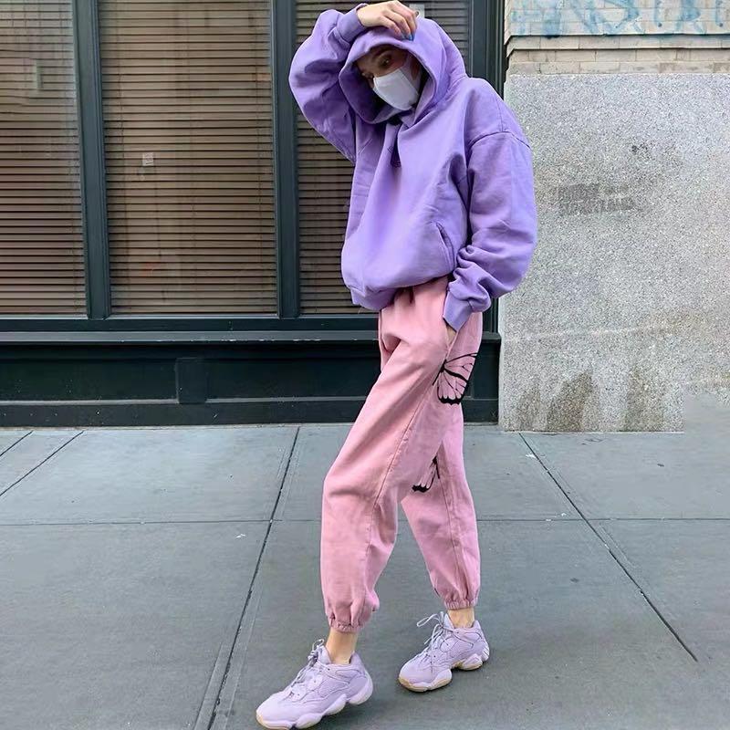 Pink butterfly sweatpants new arrivals