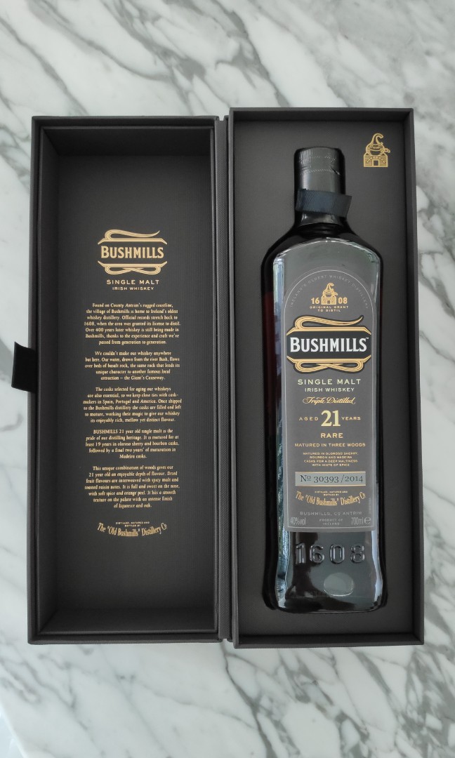Rare Bushmills 21 year old Irish Whiskey, Food & Drinks ...