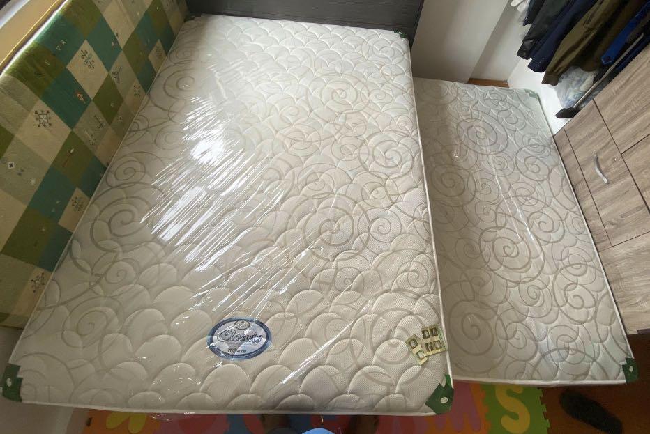 Salem Clouds Double Bed with Pull out, Furniture & Home Living