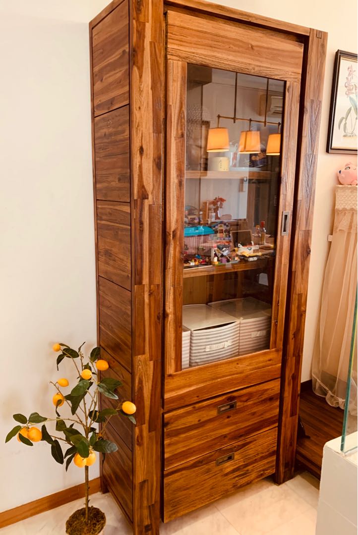 Solid Acacia Wood Glass Door Display Cabinet Book Shelf Furniture Shelves Drawers On Carou - Antique Buffet With Curved Glass Doors Solid Acacia Wood Glass Door Display Cabinet Book Shelf Furniture Shelves Drawers On Carou - Antique Buffet With Curved Glass Doors