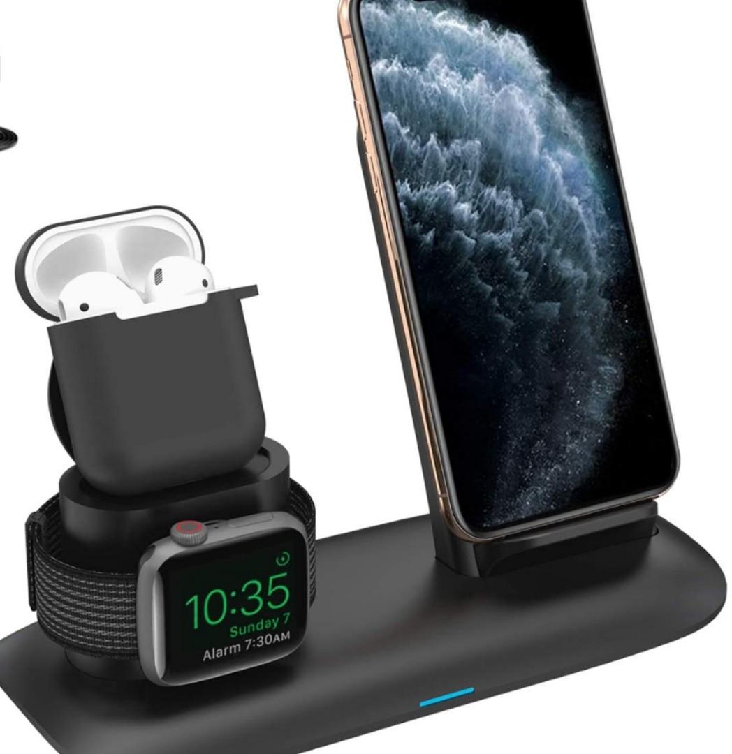 Wireless Charger 3 In 1 Wireless Charging Stand For Latest Airpods Iphone And Iwatch Wireless Charging Station Compatible For Iphone 11 11 Pro Max X Xs Max 8 Apple Watch Charger 5 4 3 2 1 Airpods 2 Electronics Others On Carousell