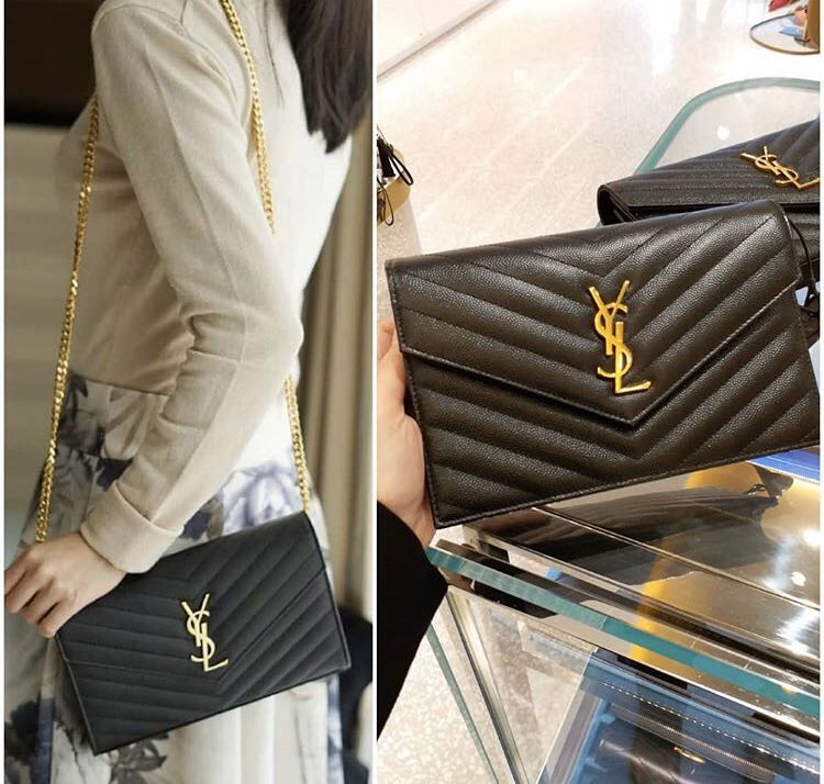 YSL Envelop Wallet Chain Crossbody Black MEDIUM (80k) Small (70k