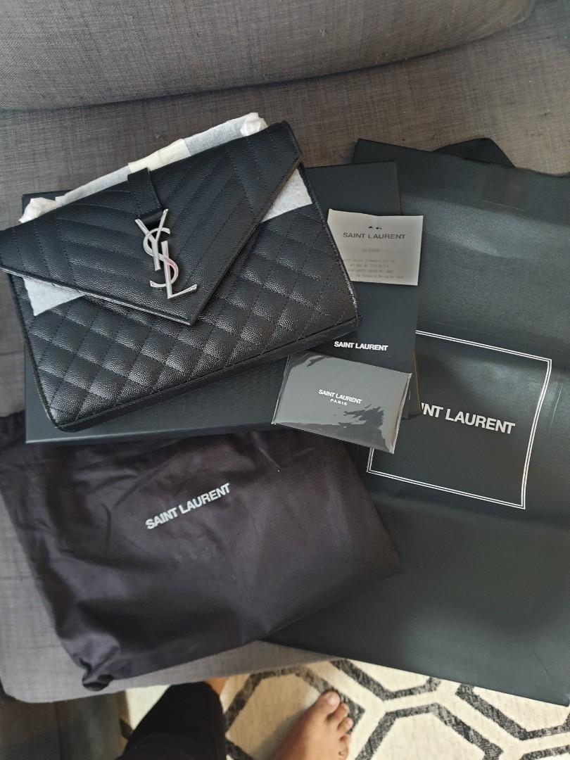 YSL Saint Laurent Silver Caviar Medium Envelope Bag – Bagaholic