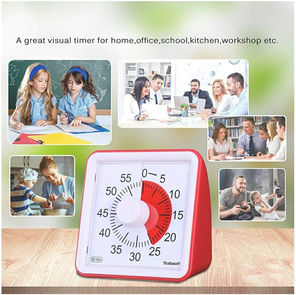 Yunbaoit 60-Minute Visual Analog Timer,Countdown Clock,No Loud Ticking ...