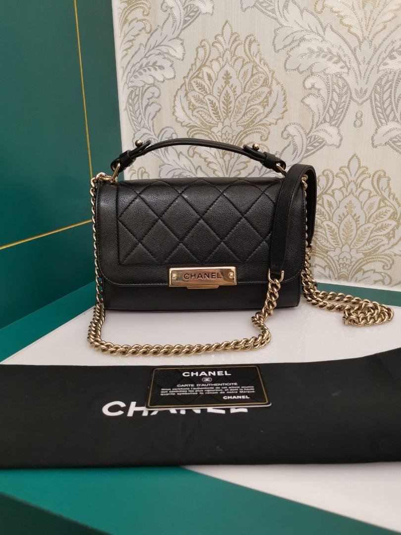 CHANEL 2017 Leather Label Click Small Shopping Bag