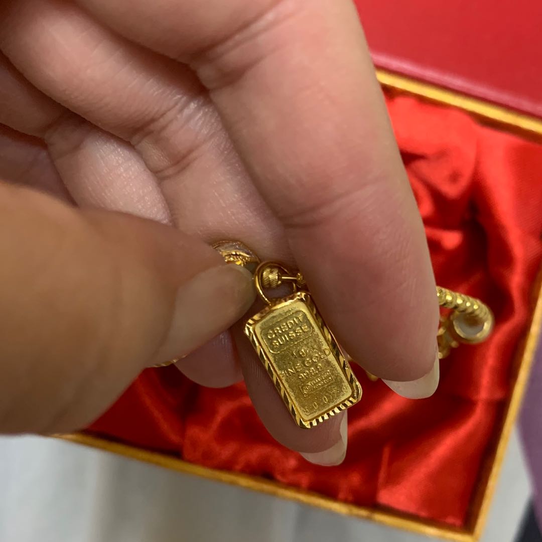 999 1g Credit Suisse Fine Gold w 916 Gold Frame Luxury