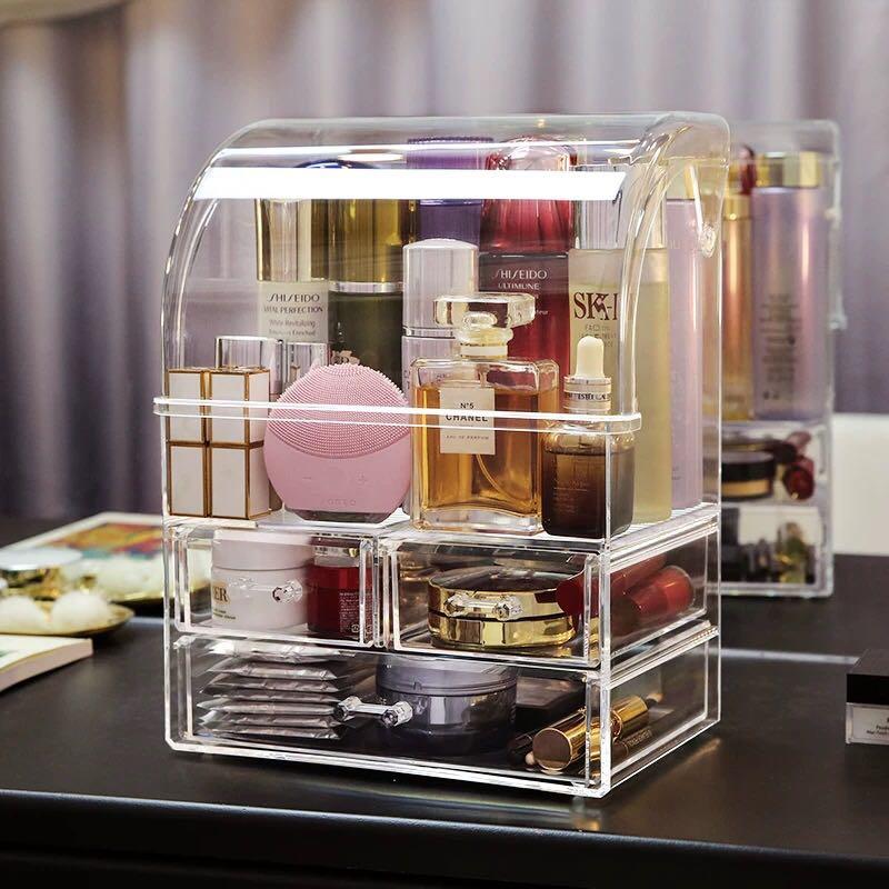 Acrylic Overall Makeup Cosmetic Vanity Organizer (Category: Makeup) located in Manila. Submitted by winterbliss (Listing ID 1017354859, Image 2). Description: Color: Transparent Materials: Acrylic Size: - Regular: L:24 * W:16 * H: 32 (cm) - Large: L:30 * W:17.5 * H: 35.5 (cm) Weight: 1.39kg Shape: - Descriptions: - Serves as cosmetic, makeup, skincare, organizers.
