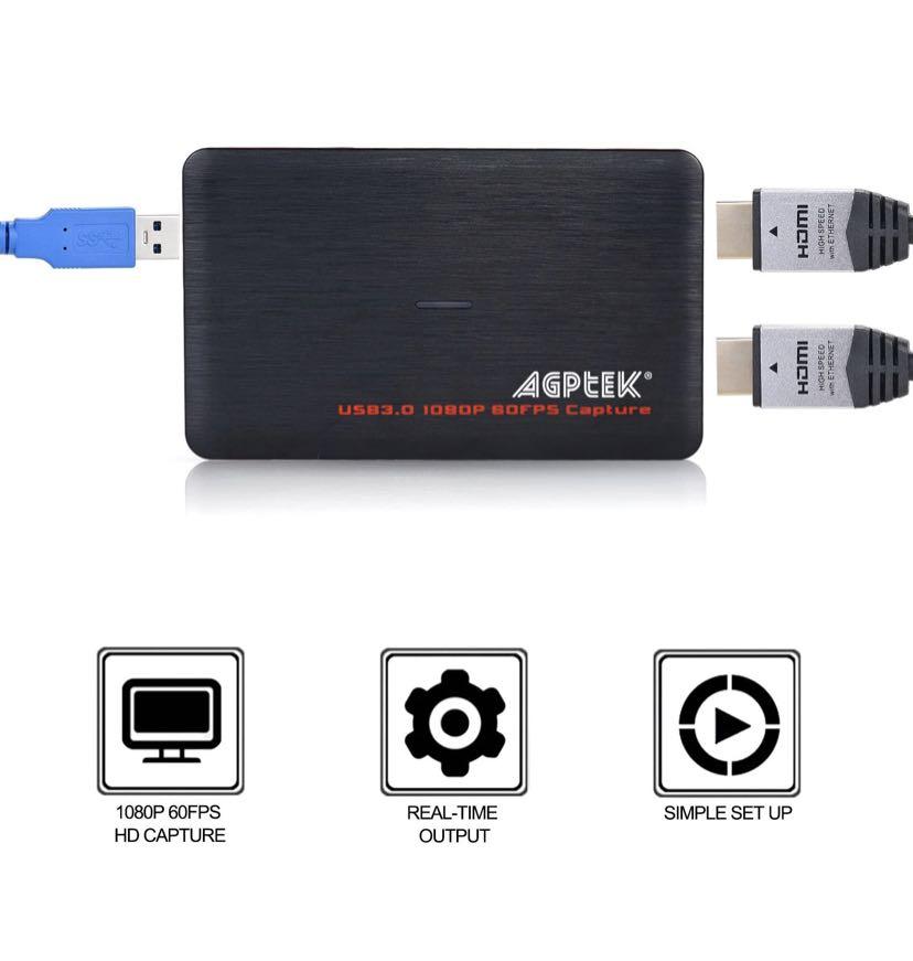 AGPTEK USB 3.0 HDMI HD Video Capture Card 1080P 60FPS Game Recorder Box