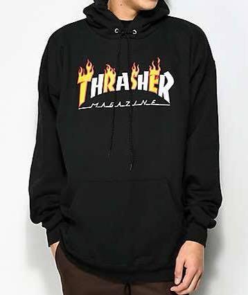 Half black half store white thrasher hoodie