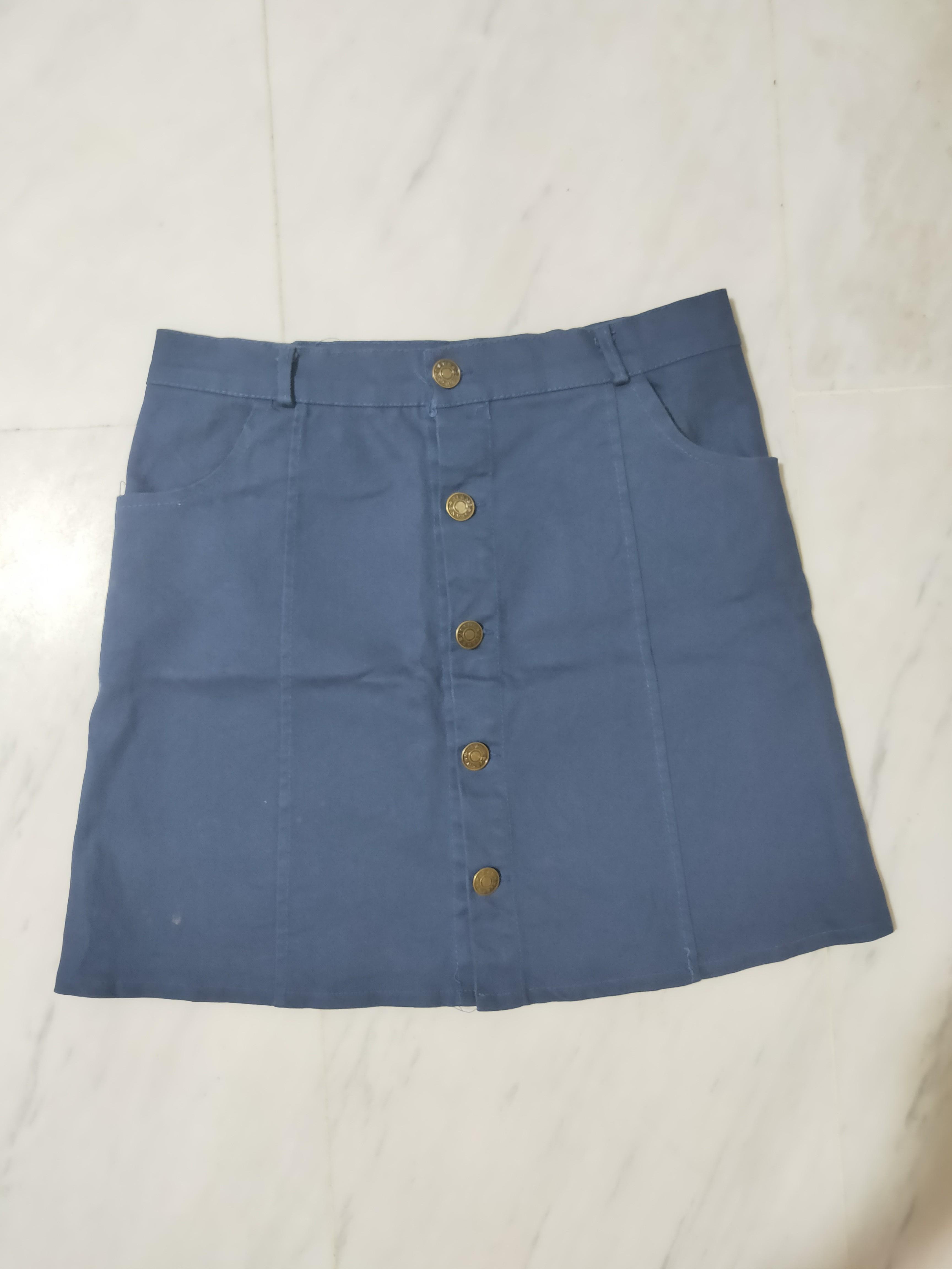button up skirt denim