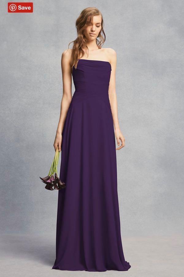 BNWT White by Vera Wang Strapless Georgette Sheath Evening Wedding