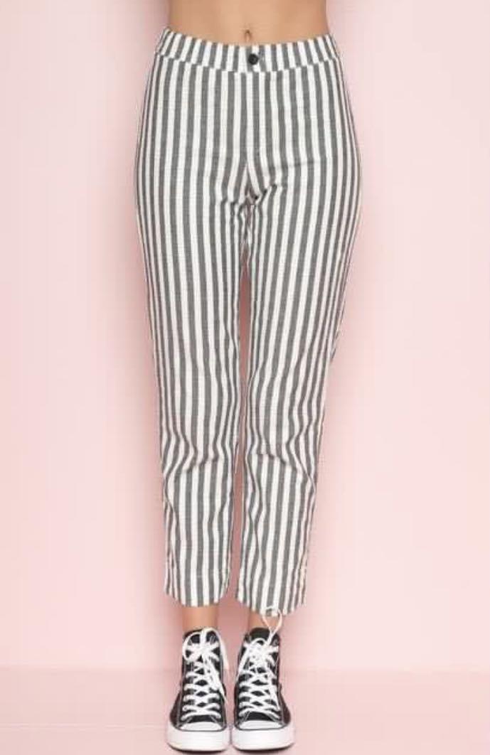 navy and white striped jeans