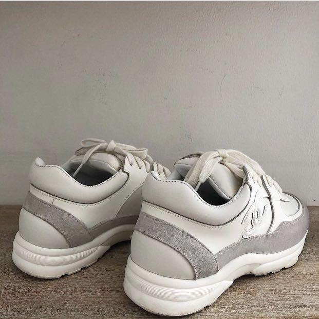 Chanel CC Logo Runner Sneaker Reflective Triple White Leather